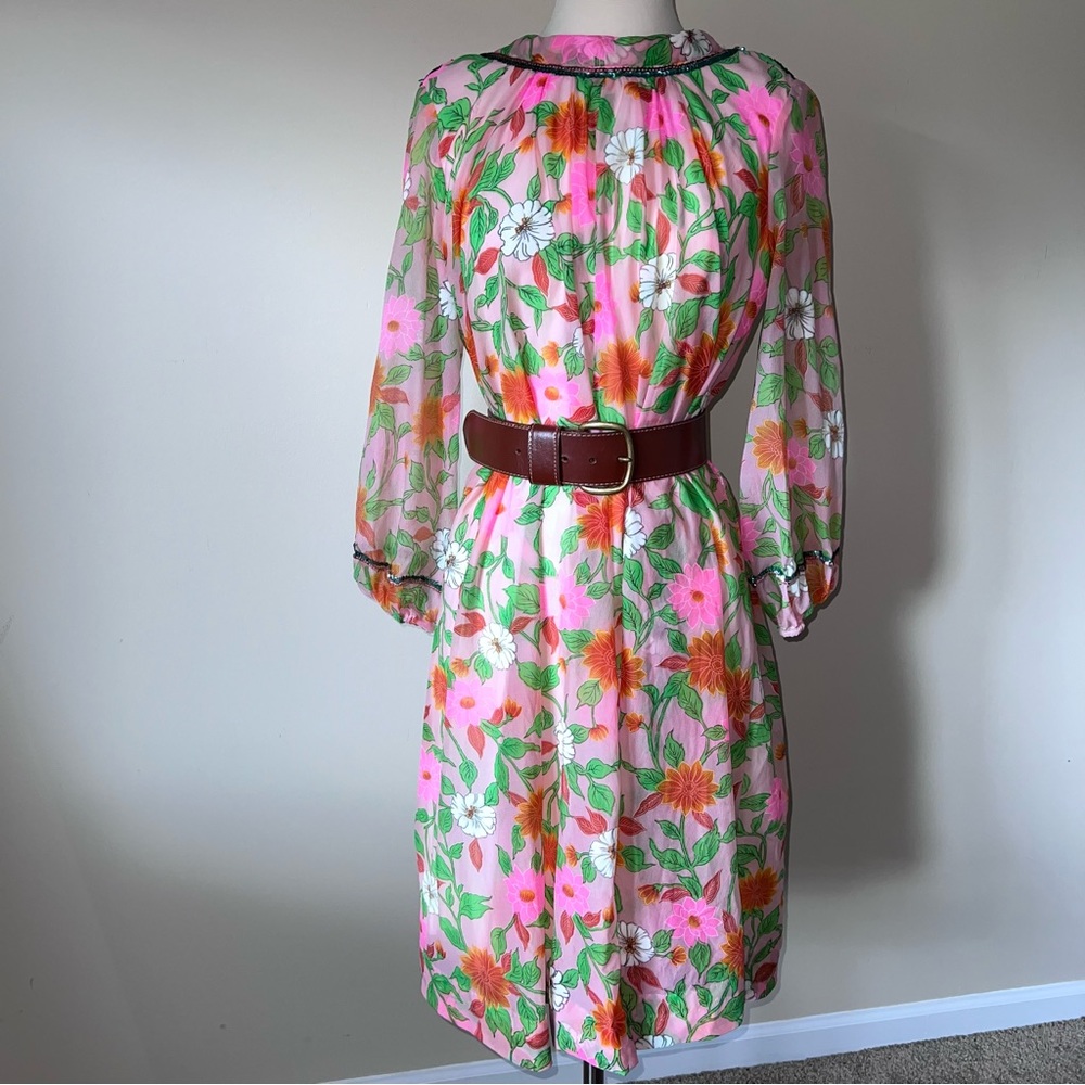 60s Vibrant Floral Dress - Picture 3 of 9